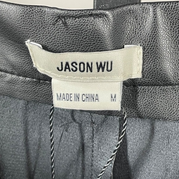 NEW Jason Wu Pants Womens Medium black faux leather skinny designer moto - Picture 4 of 10